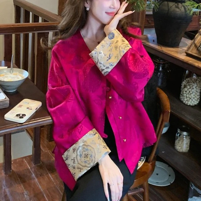 新中式国风时尚玫紫色短外套女2025春季新款高级感小香风唐装上衣