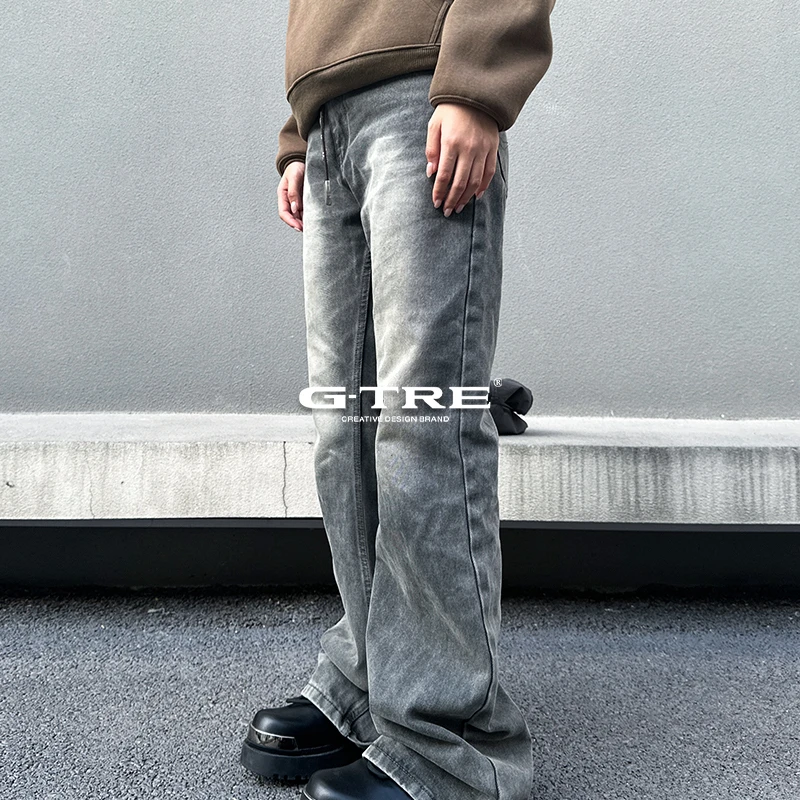 G-TRE  24SS“Bootcut”水洗灰巴黎风牛仔裤宽松微喇休闲长裤