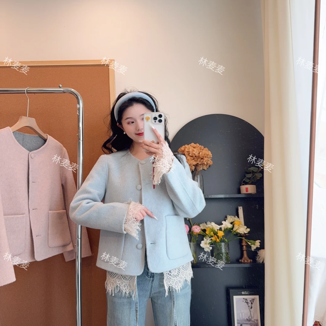 林麦麦【欧若风】（两面可穿）春秋款小香风双面呢绵羊毛大衣