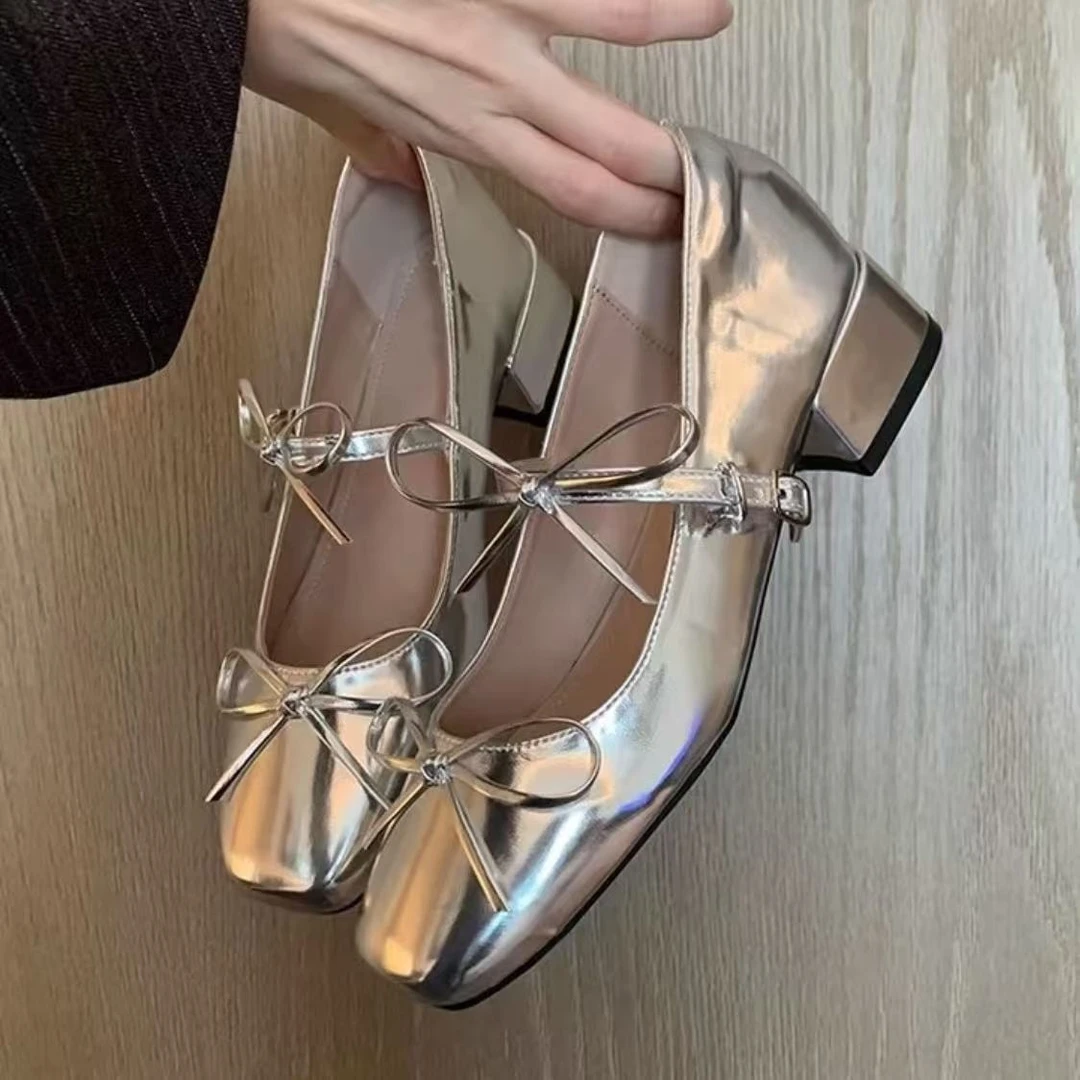 复古仙女风配裙子玛丽珍小皮鞋2025春夏新款法式粗高跟浅口单鞋女