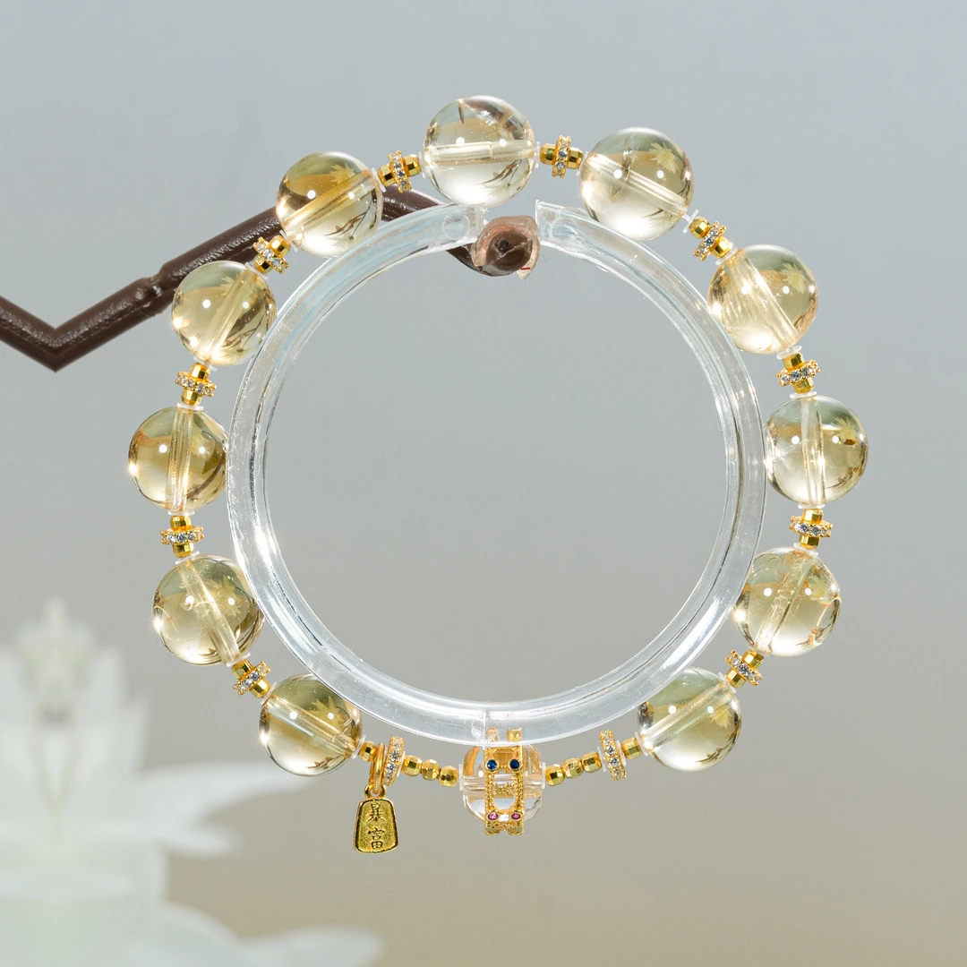 【风生水起】天然黄水晶手串2500224（天然珠宝多样性发其一)