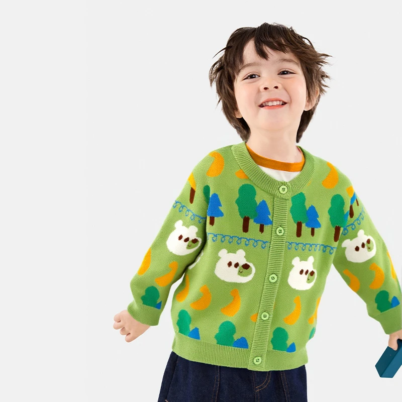 嘟嘟家男童毛衣秋季儿童针织衫宝宝开衫外套纯棉女童上衣冬季小