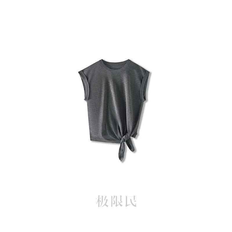 极限民《烟绯》夏季薄款透气凉感侧绑结下摆爽肤上衣F5214M1703
