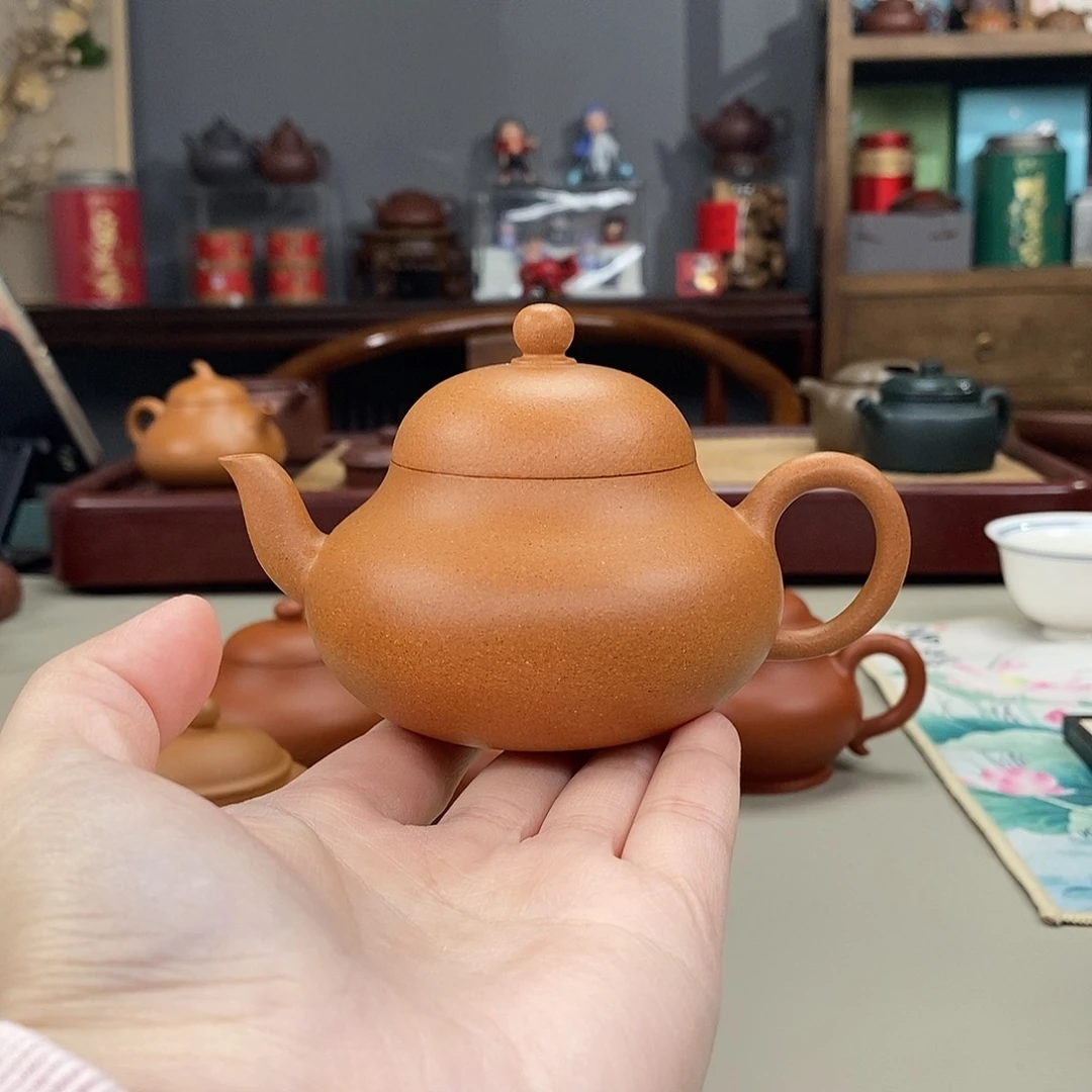 茶壶紫砂黄金段矮梨半手130cc