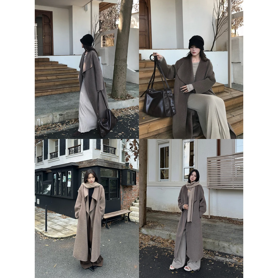 5werkwen Totem*经典系  大翻领中长双面呢大衣24-01