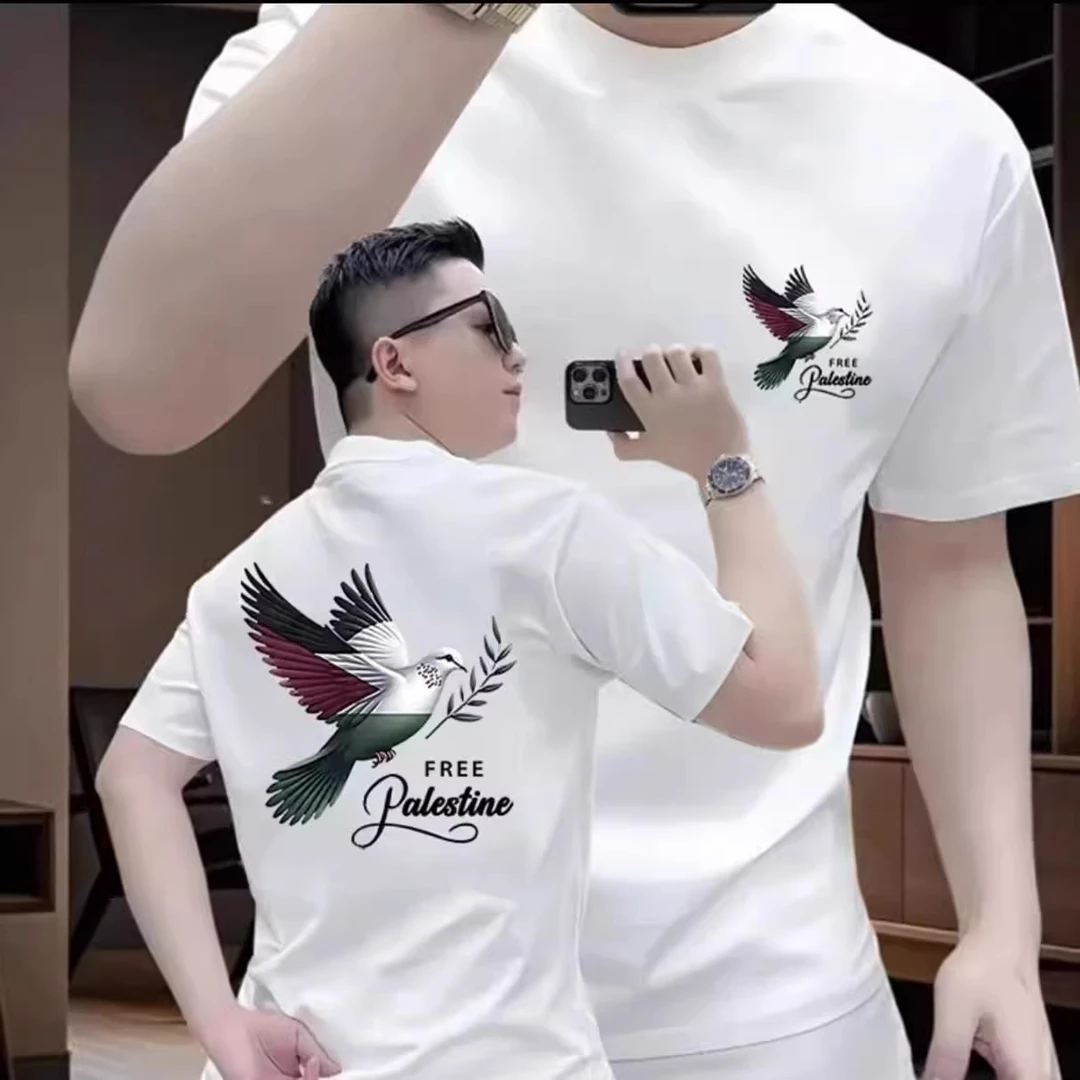 潮牌时尚2025爆款短袖男休闲百搭圆领半袖ins设计痞帅高街体恤衫