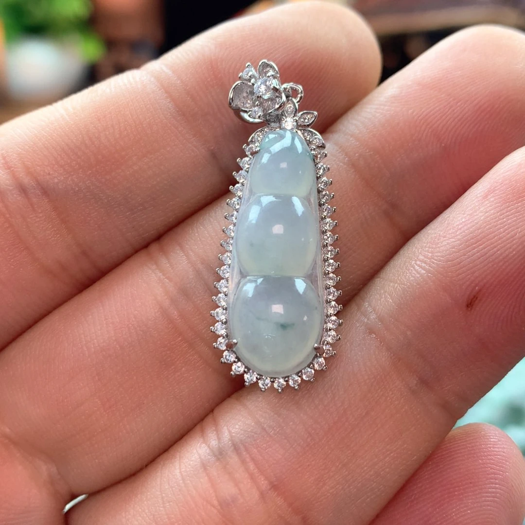 颈饰银S925镶嵌翡翠