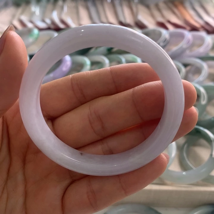 翡翠未镶嵌手镯白月光52.8