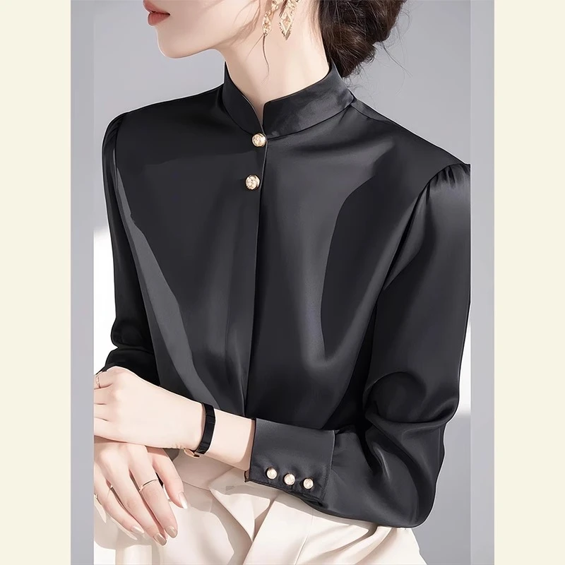 春季独特漂亮小衫洋气高端别致小众设计感绝美轻奢高级感黑色衬衫