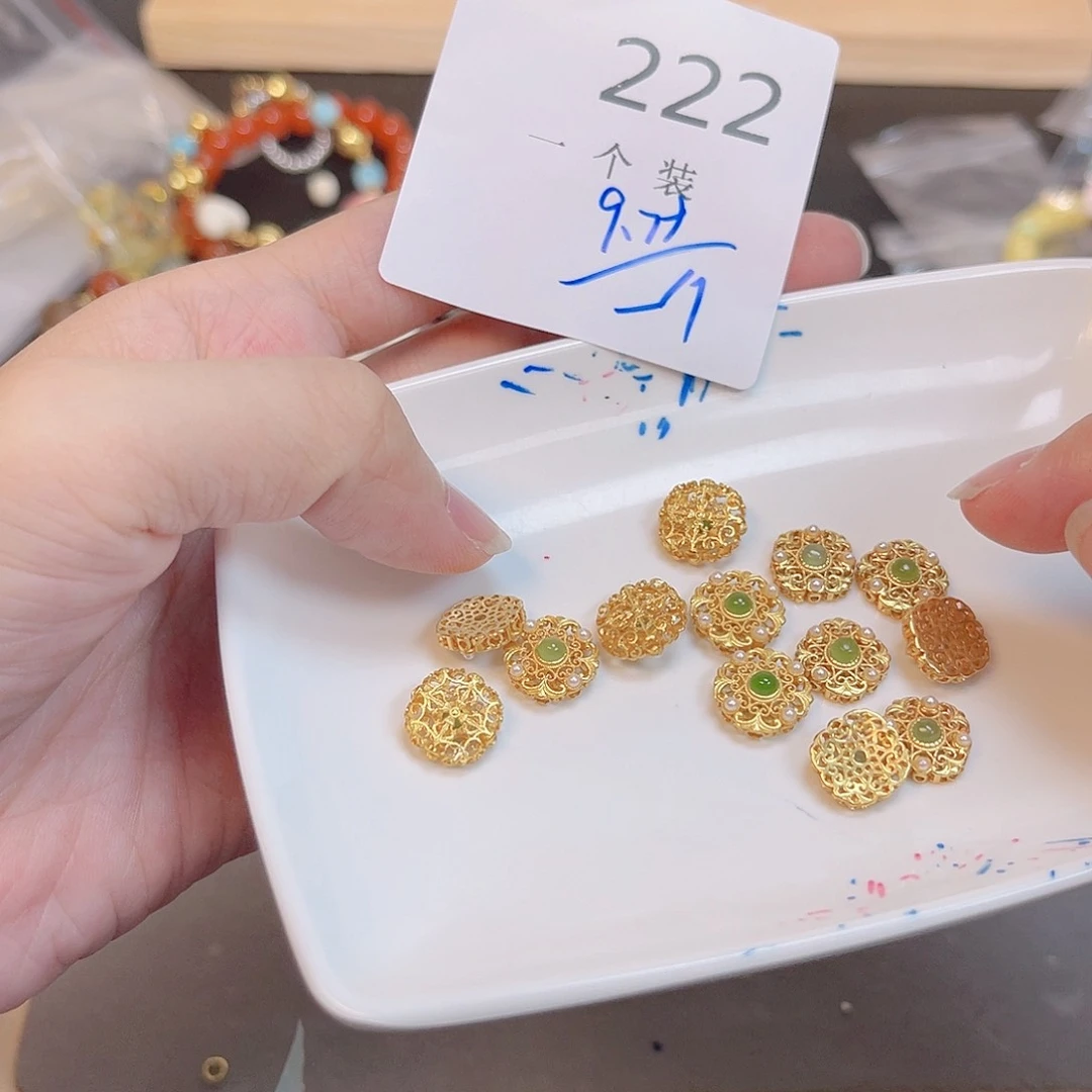 水晶珠宝半成品银S925镀金镶嵌222 。
