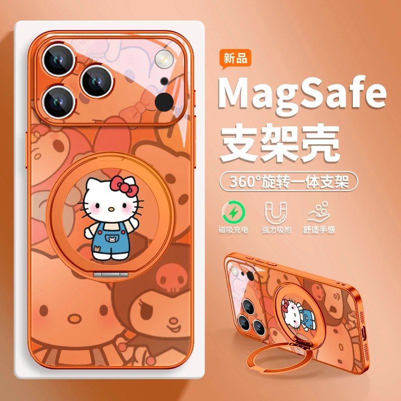 可爱凯蒂猫适用苹果17pro手机壳华为pura80/mate70磁吸支架小米15