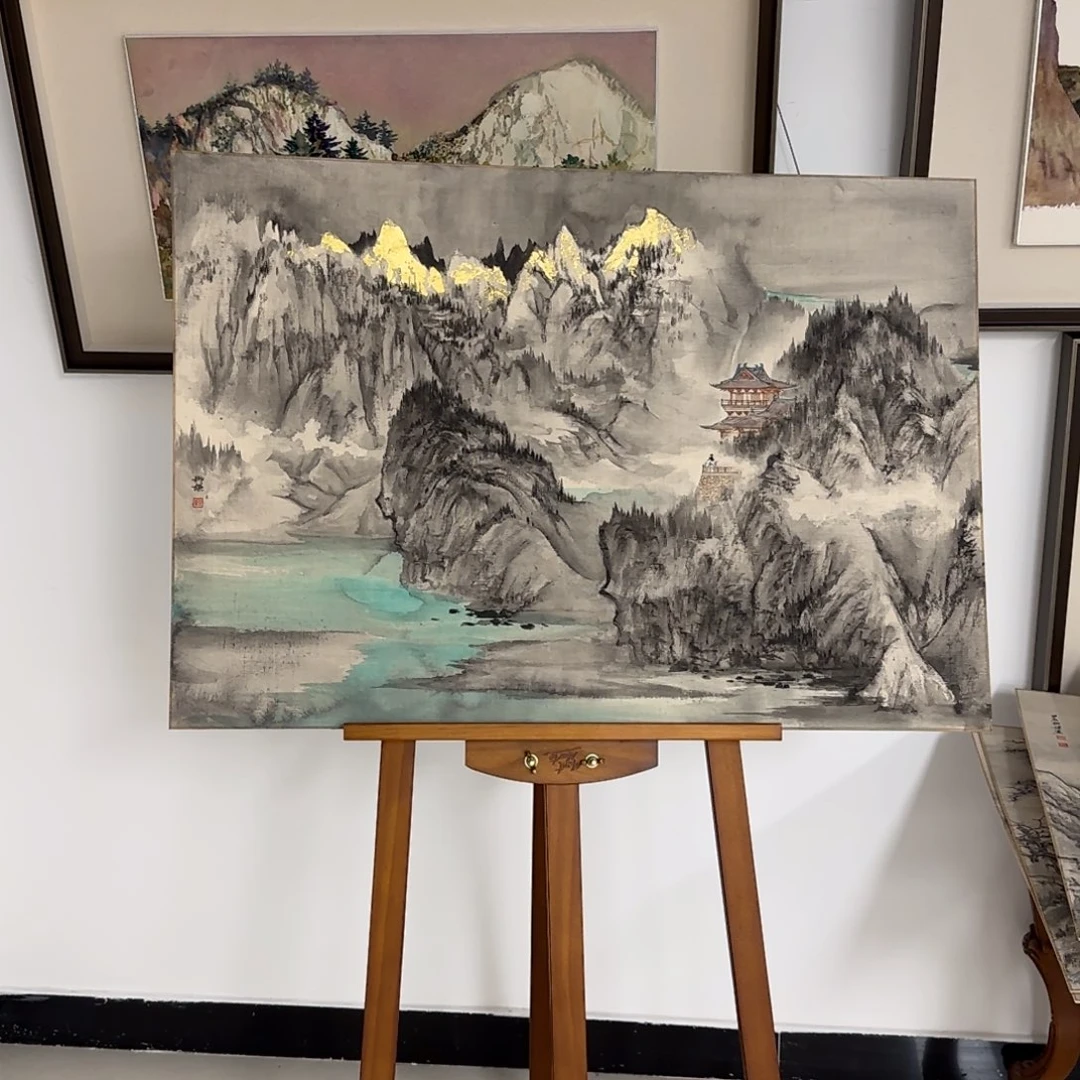 国画柳谦 金碧山水 教辅配图 卡板