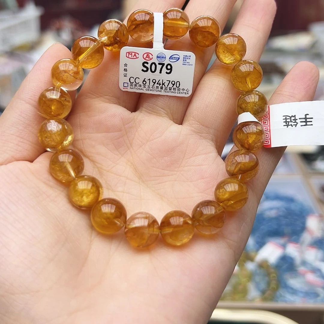 水晶手链未镶嵌S079 黄胶花 10m+