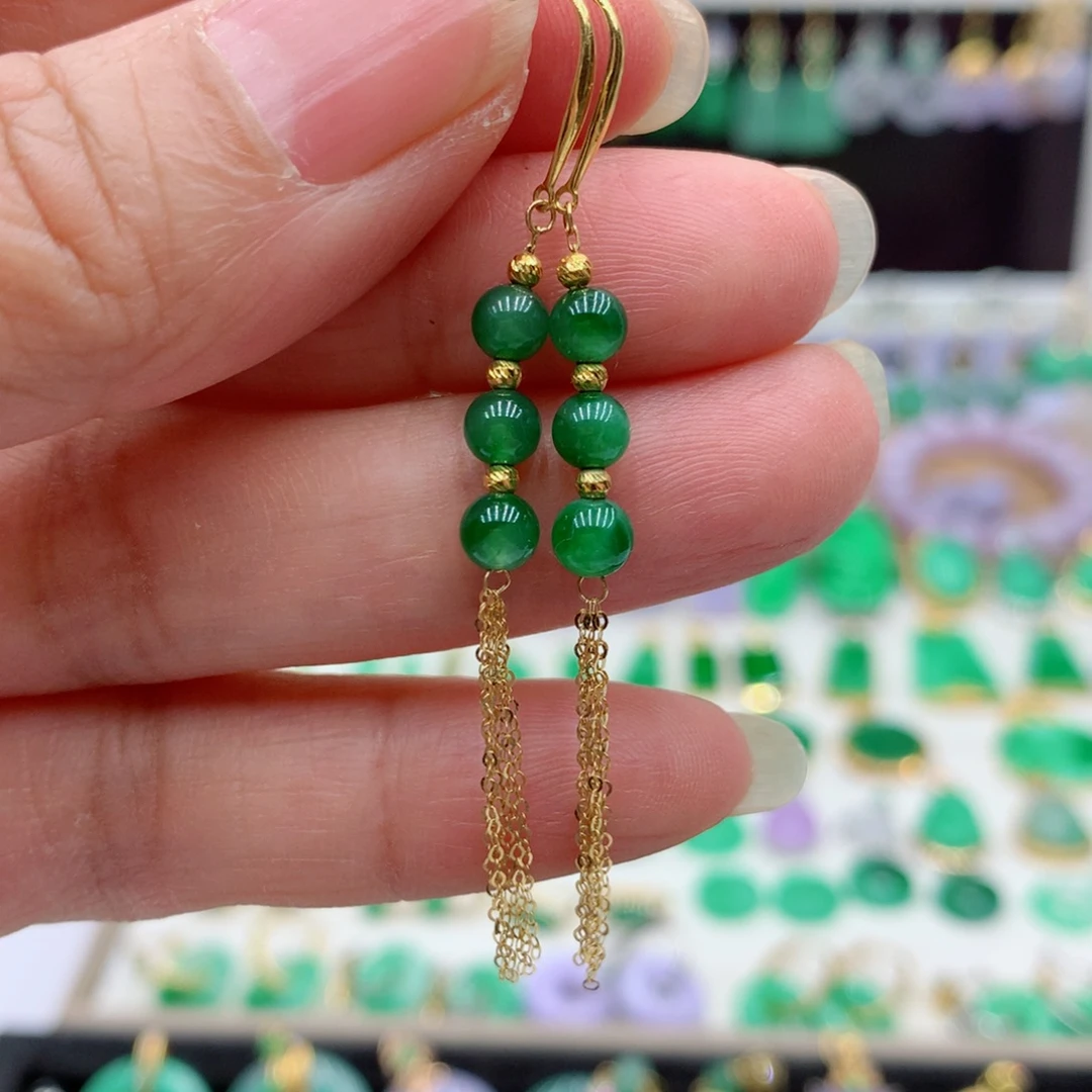 翡翠18K金镶嵌耳饰