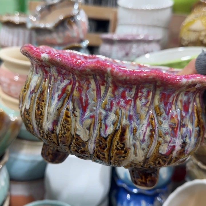 凑9块包邮，有孔，陶瓷花盆