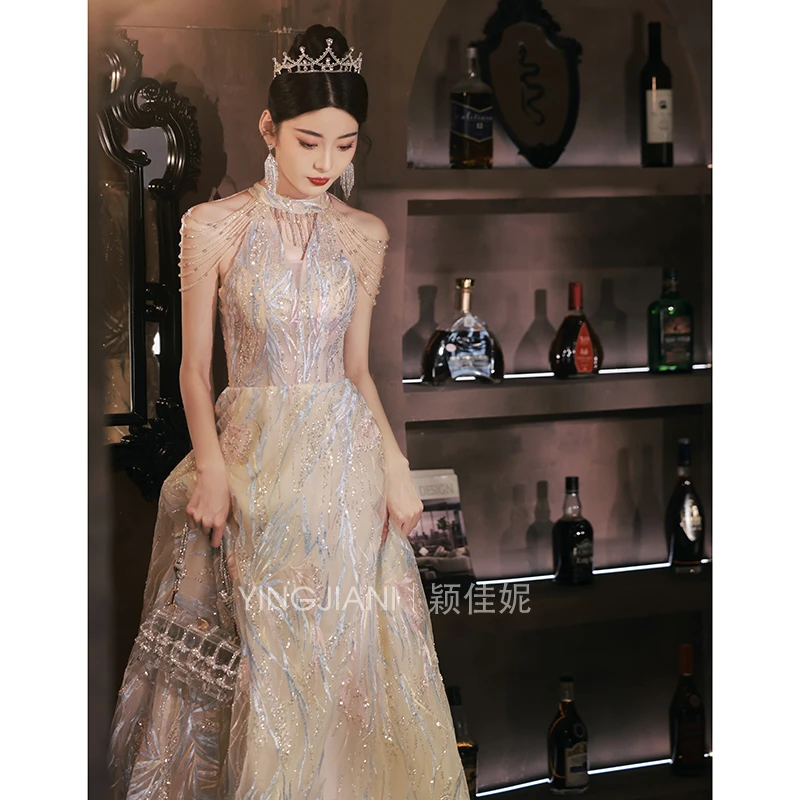 晚礼服女2025新款高级感轻奢小众高端宴会气质主持订婚敬酒连衣裙