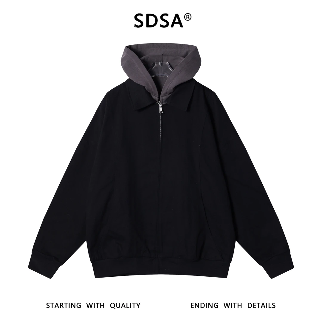 SDSA男士秋冬新款痞帅男装韩版拼接假两件夹克外套开衫时尚上衣