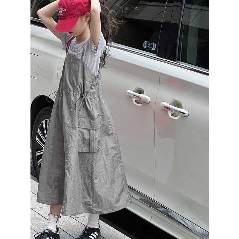 K28659日系女童吊带连衣裙2025新款儿童工装裙子休闲女孩A字裙夏