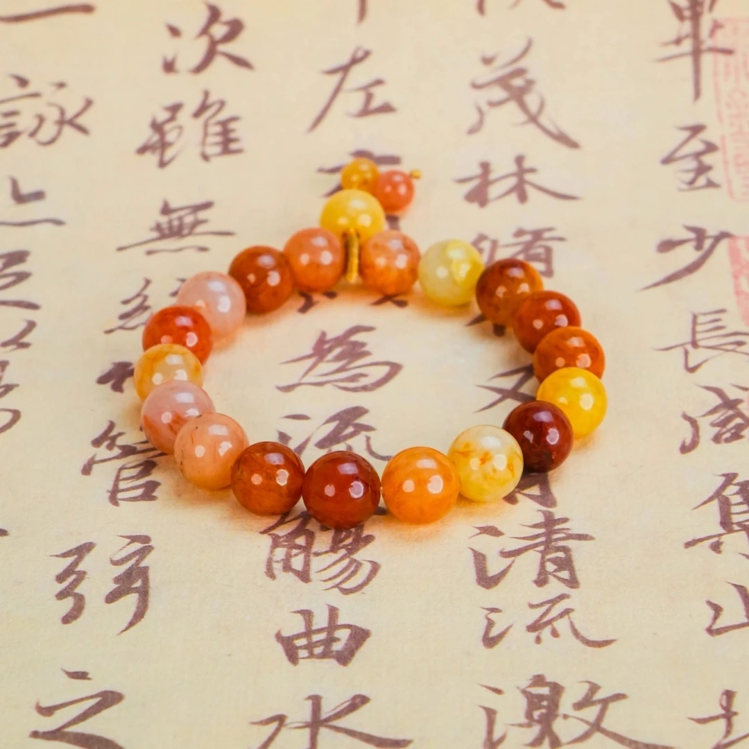 SC-298 天然金丝玉鱼子 玉手串 约10mm