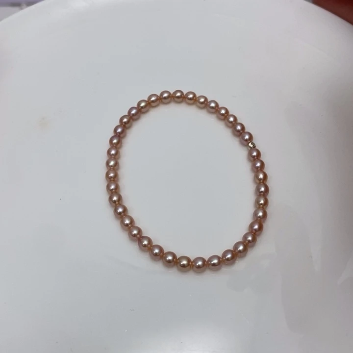 淡水珍珠香槟色手链4.1m银S925镶嵌