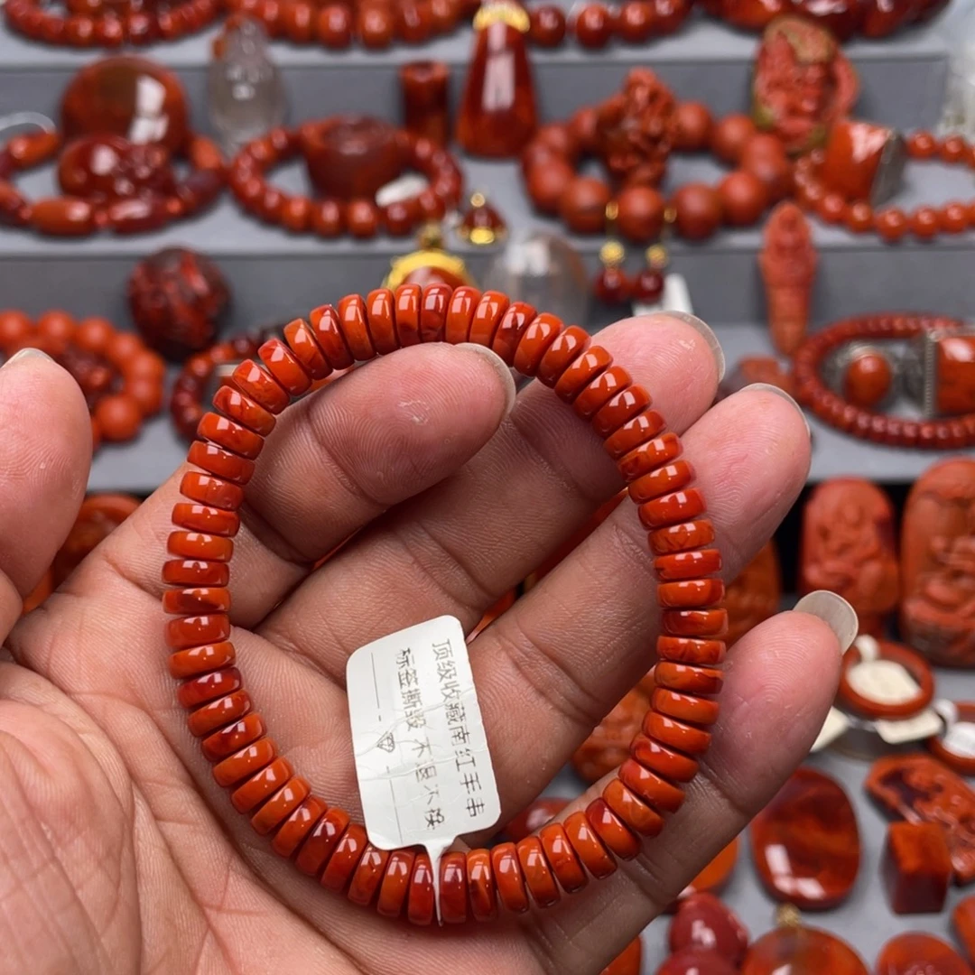 南红玛瑙未镶嵌珠宝奇石单圈7➕