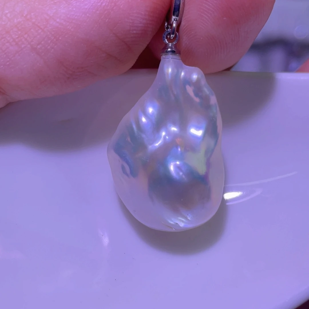 天然淡水珍珠吊坠银S925镶嵌淡水珍珠