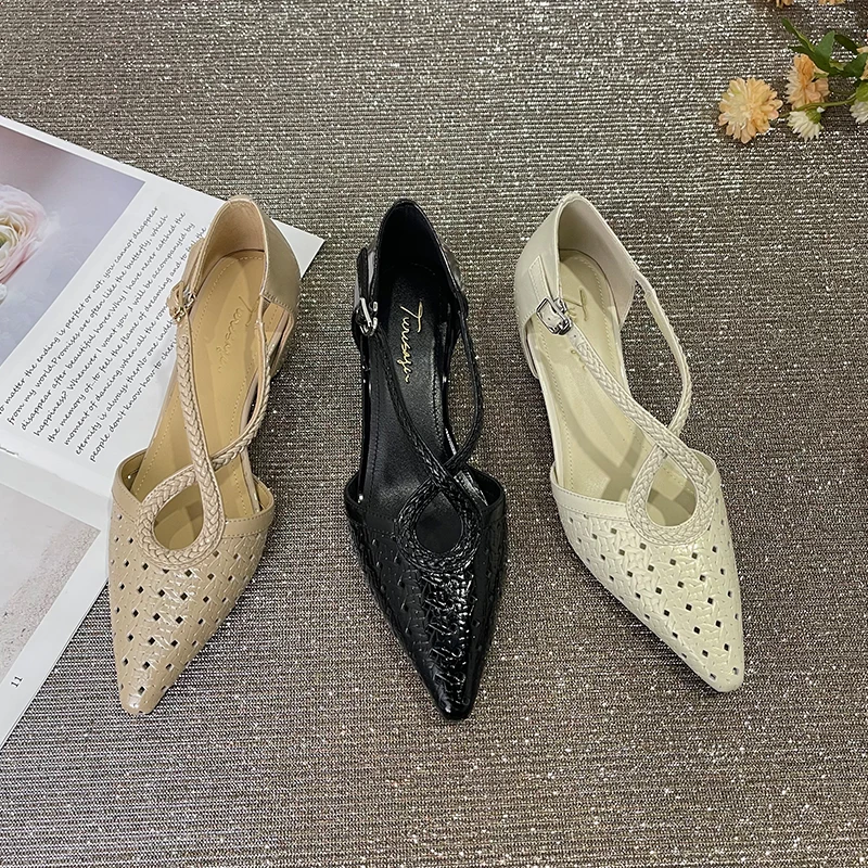 李单单 | 牛皮/跟高5cm/尖头单鞋平底内增高百搭女鞋25D389