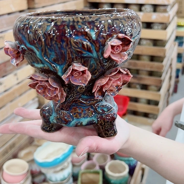 有孔，凑单福利满10元发货陶瓷多肉花盆！