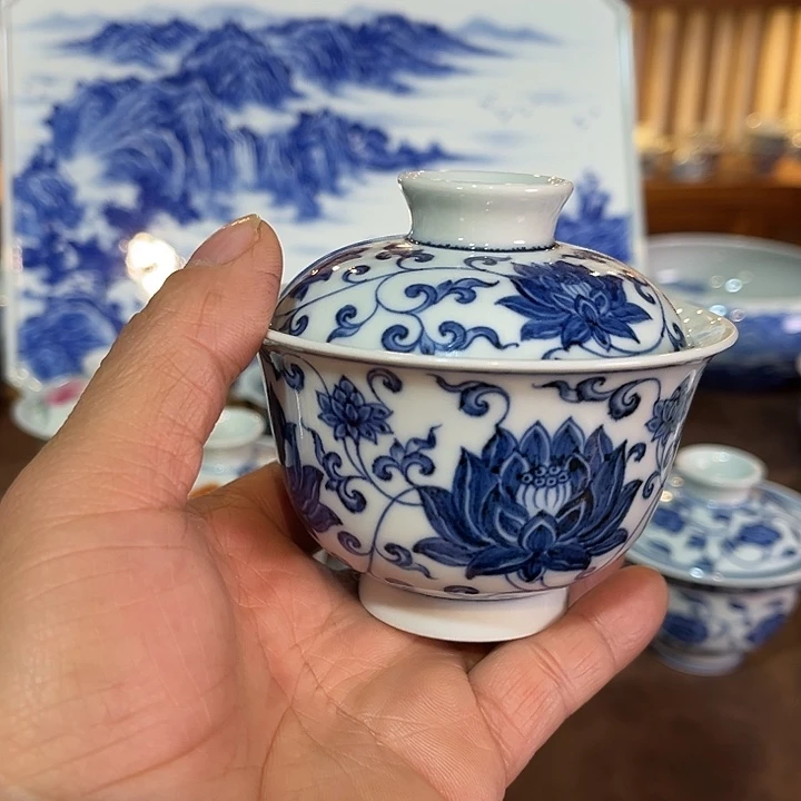 錡镇堂手工手绘盖碗