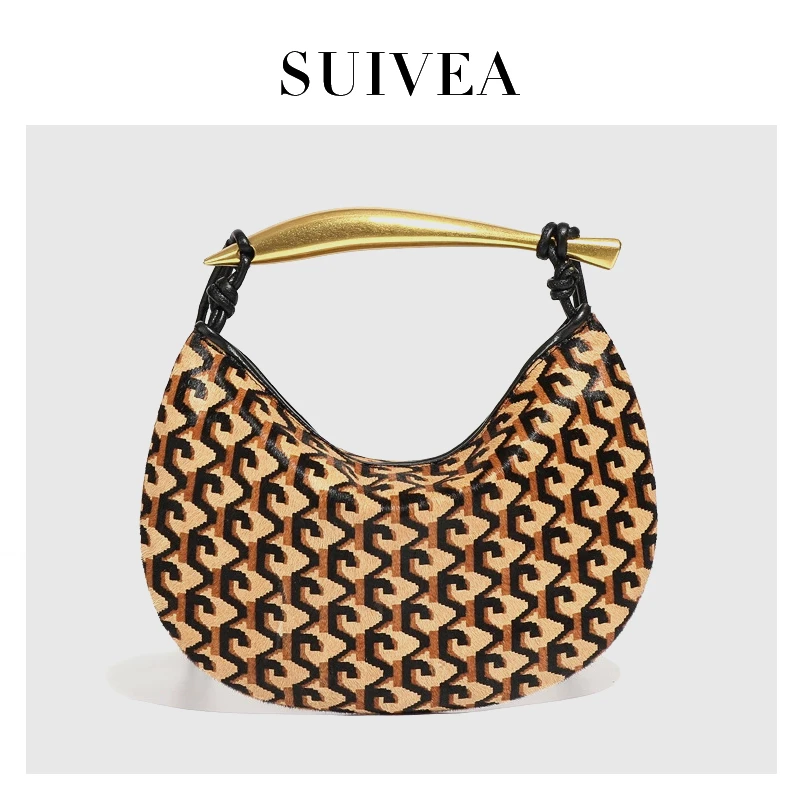 豹纹H-1680沙丁鱼豹纹单肩包拼皮斜跨棕色高雅休闲印花