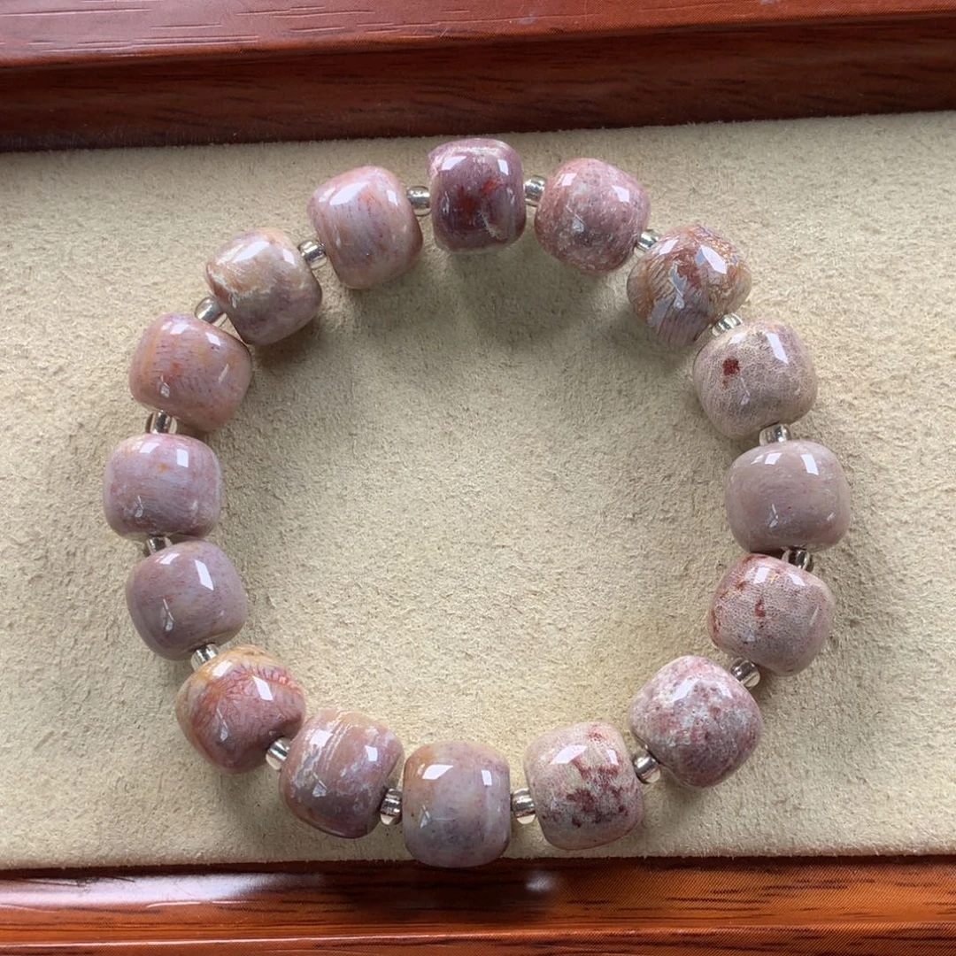 未镶嵌福利！老型珠88/个。38硅化珊瑚（珊瑚玉）