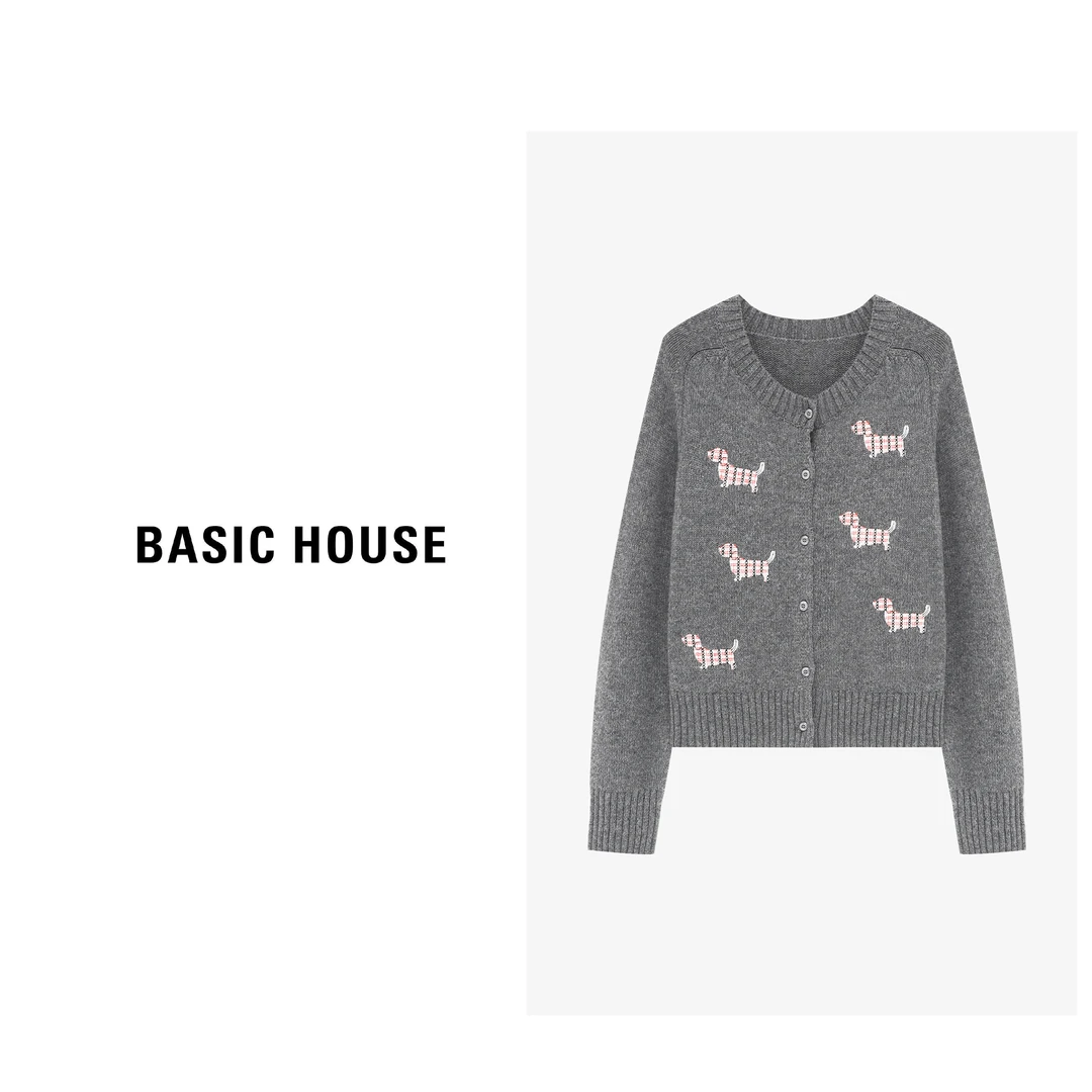 Basic House/百家好秋季新款简约时尚腊肠小狗毛衣-B06245A2202