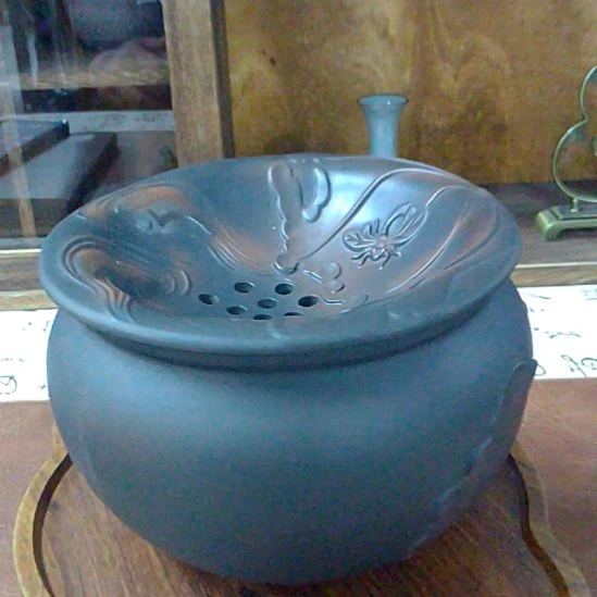 紫陶荷韵建水茶渣缸