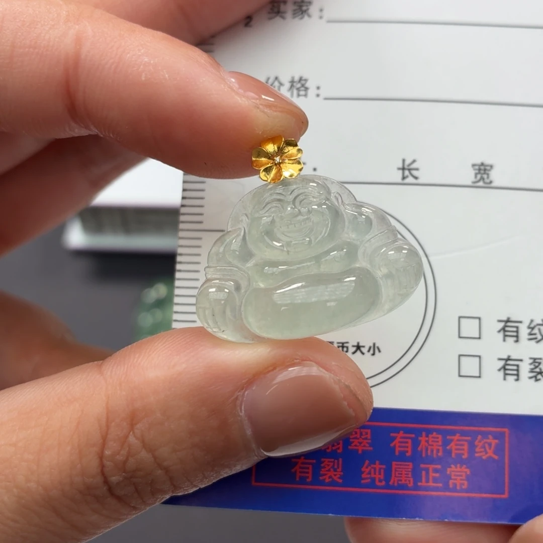 翡翠18K金镶嵌颈饰强推佛公