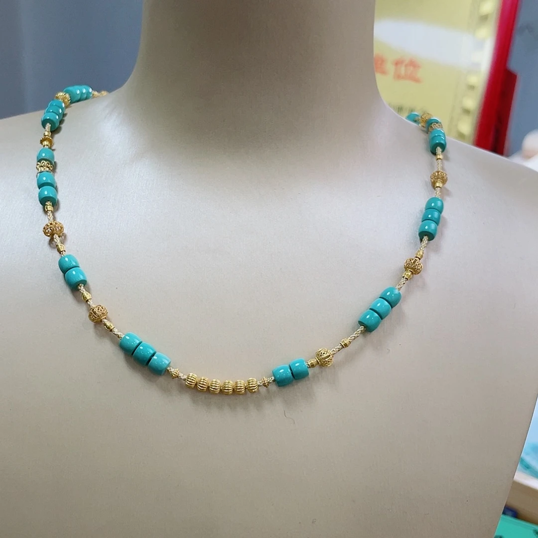 绿松石珠宝奇石18K金镶嵌