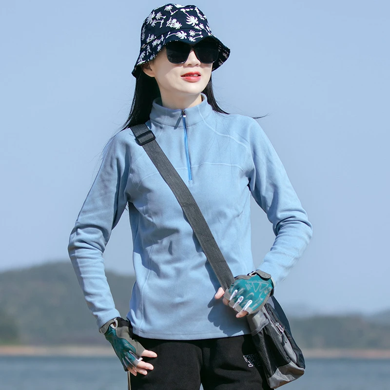 抓绒衣秋保暖修身跑步薄绒登山服长袖立领户外徒步打底衫