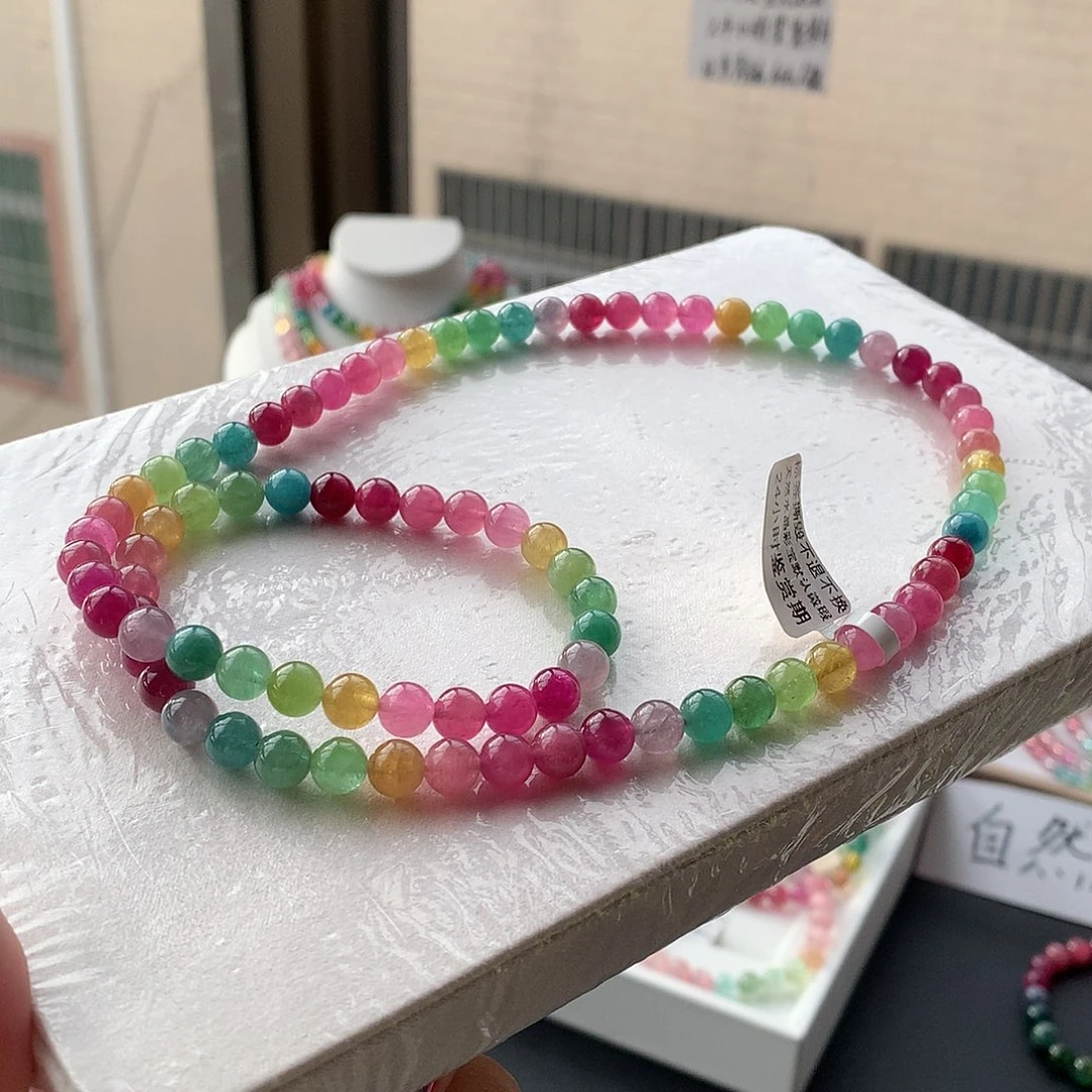 定制碧玺未镶嵌素圈荧光人鱼奶豆