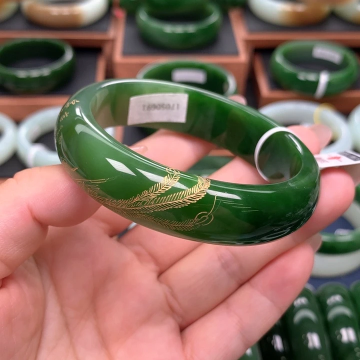 和田玉（碧玉）手镯未镶嵌5960圈口