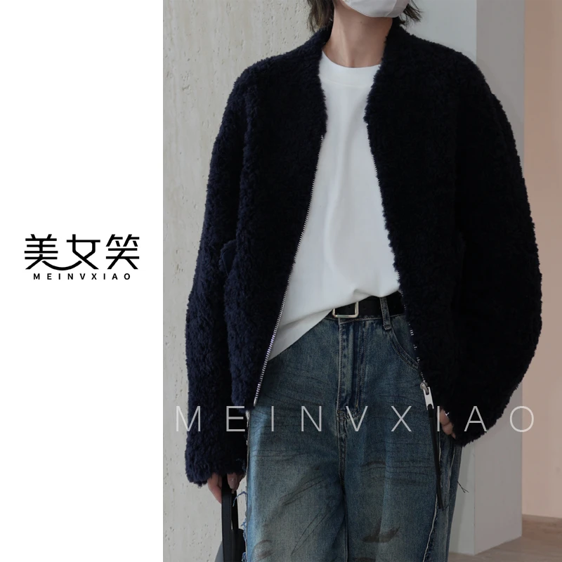 美女笑MNX【富盈】100绵羊毛女装短款女士冬季网红休闲设计师保暖
