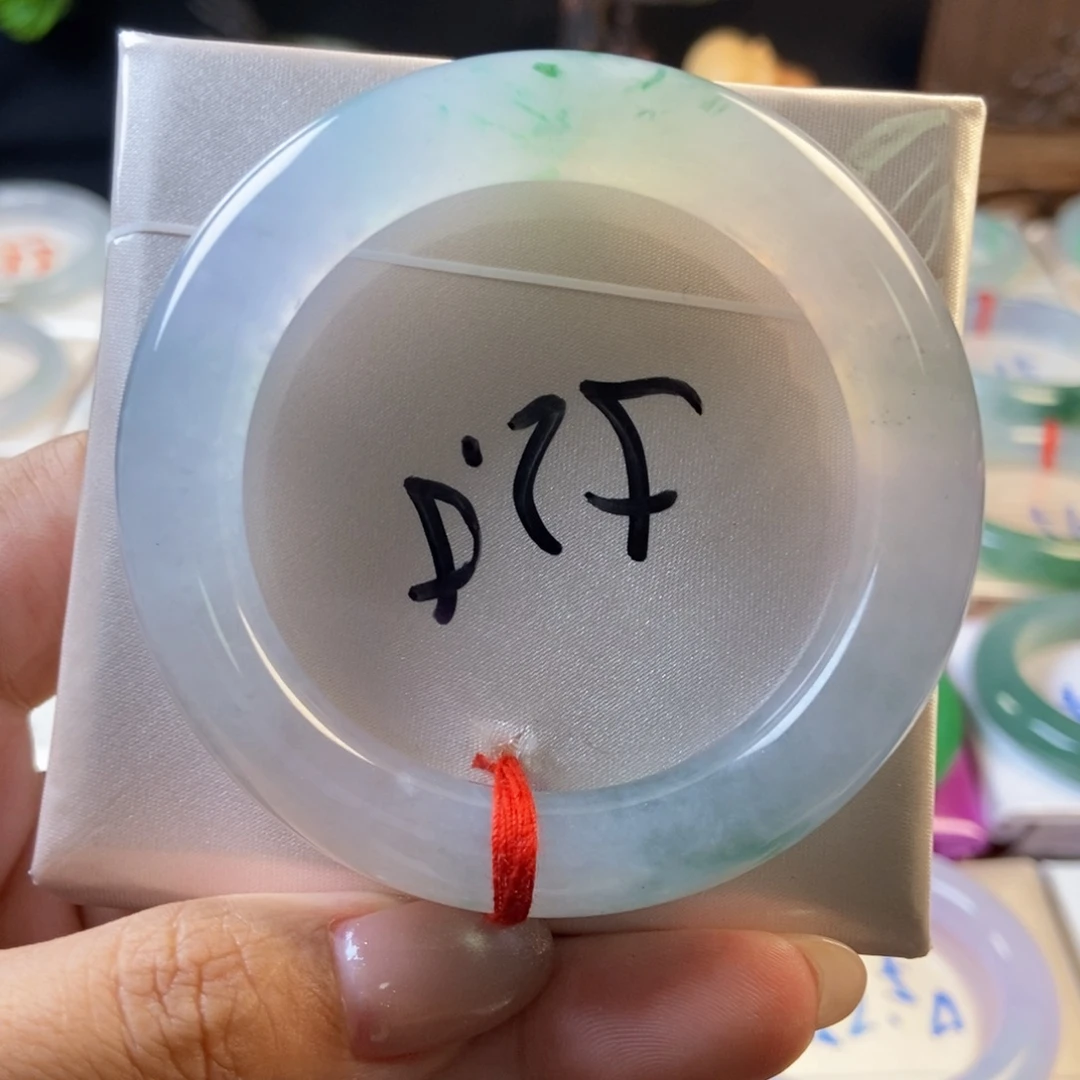 翡翠未镶嵌手镯54冰透圆条