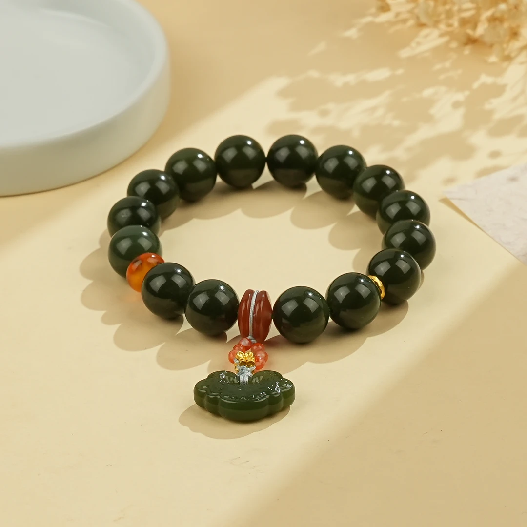 周西西精美珠宝和田玉如意手串12mm典雅气质百搭多样性发货20578