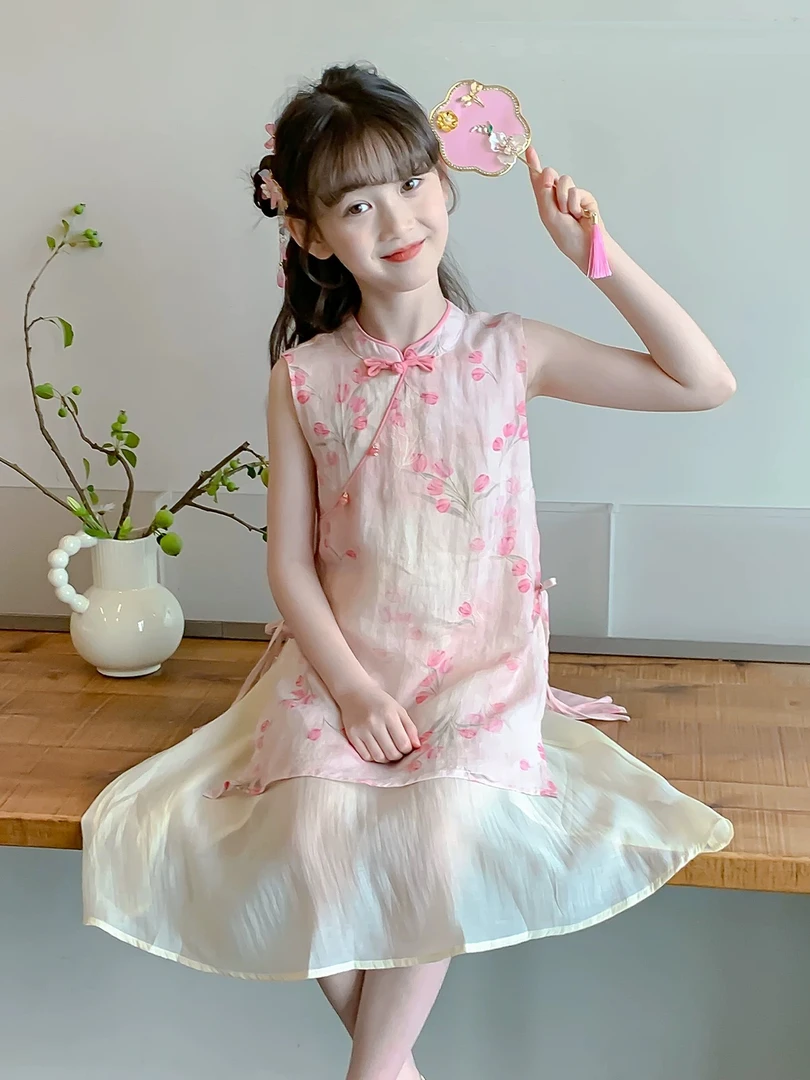 【贝妈福利专属5011】女童夏连衣裙新国风新中式公主裙旗袍儿童裙子