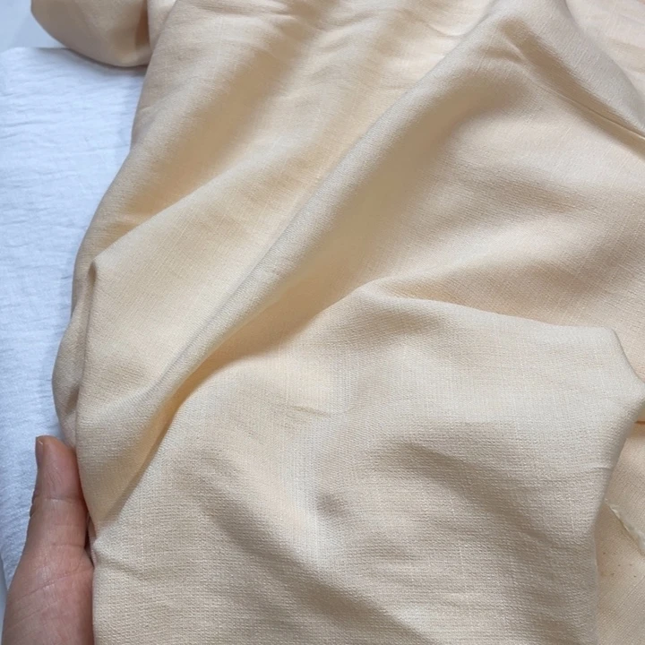 天丝（莱赛尔纤维）米黄色竹节麻1米