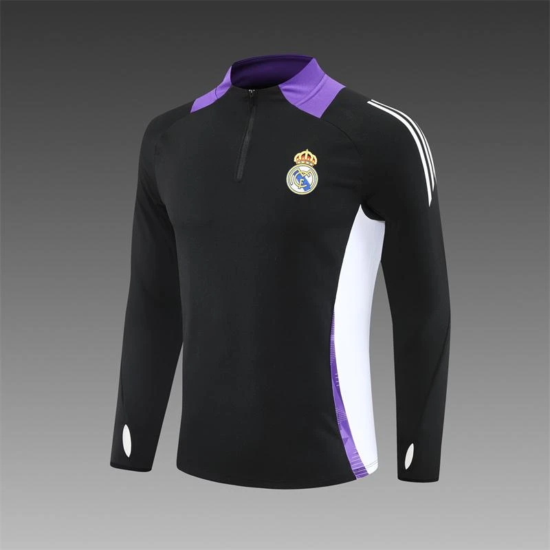 新款足球训练服春秋长袖速干宽松半拉链运动服