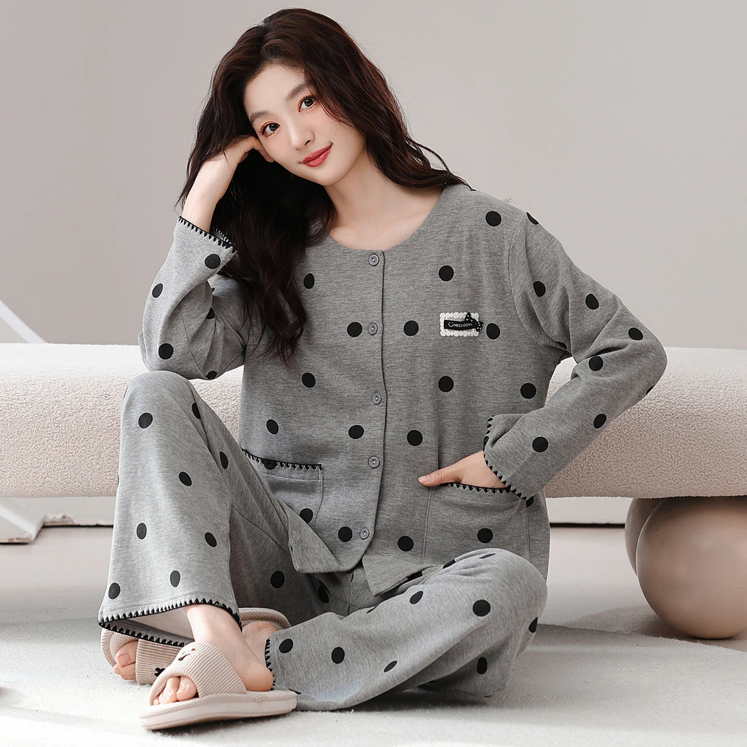 德绒睡衣女秋冬季高级感韩版ins风磨毛保暖加厚春秋款家居服