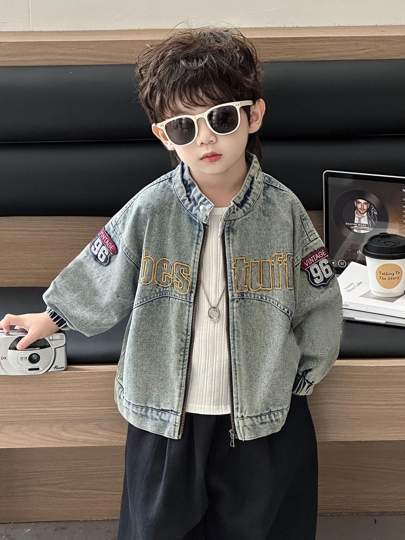 男童春秋牛仔外套韩版时尚新款儿童百搭上衣炸街宝宝夹克衫机车服