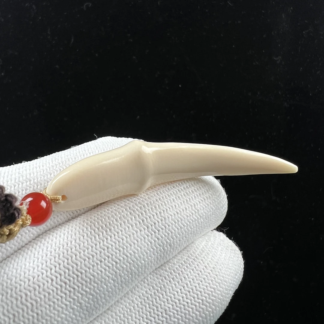 D1767天然猛犸牙雕刻 牙尖 58.8mm支持鉴定 假一罚四