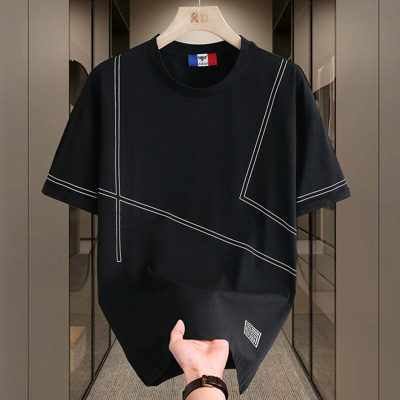 2025夏季新款宽松短袖T恤男潮流时尚透气休闲百搭圆领6495 A