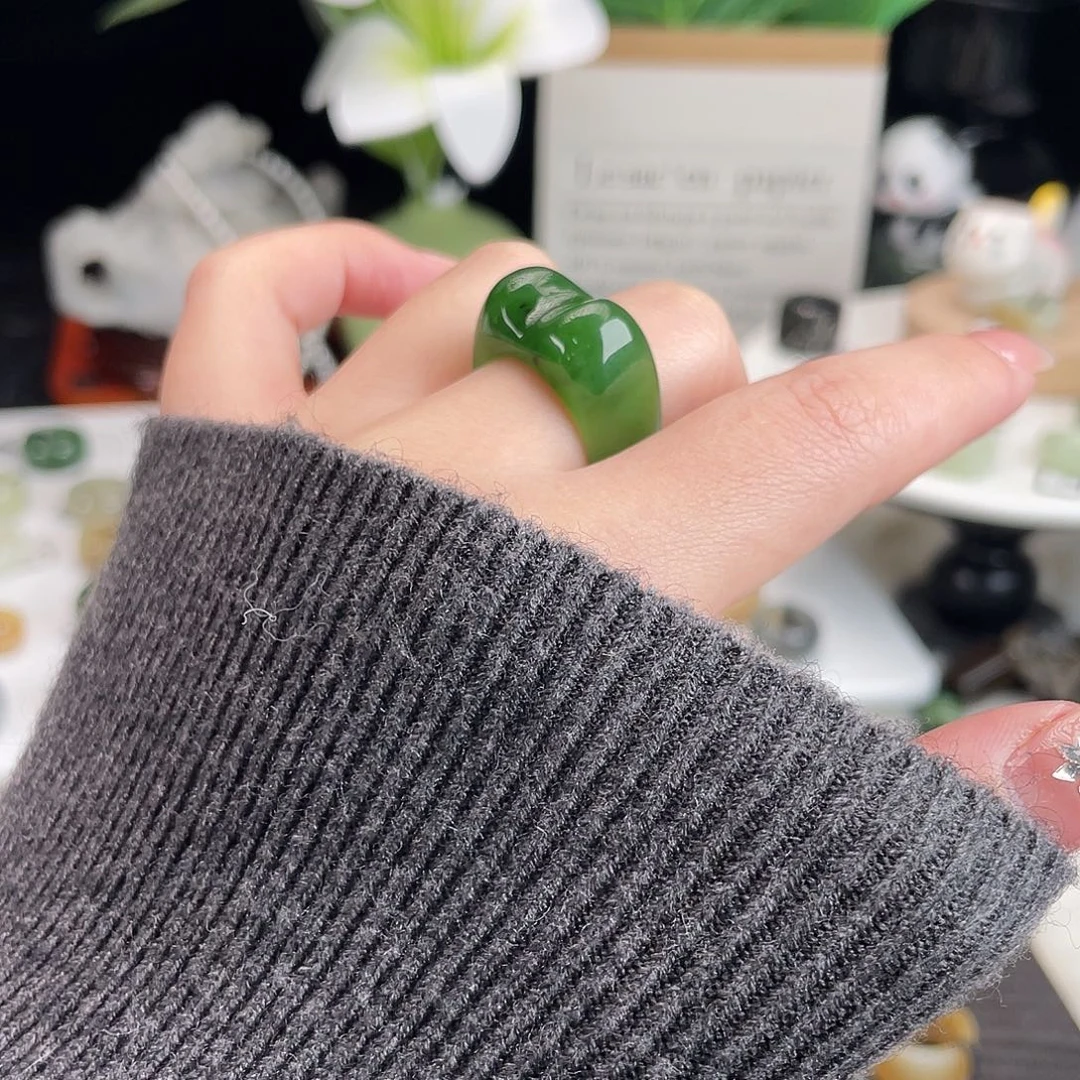 设***姐和田玉未镶嵌戒指h17乌兰海猫猫内径17.5不退换