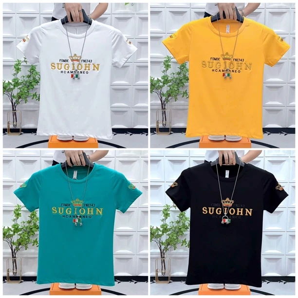 时尚字母数字韩版帅气刺绣男士短袖T恤圆领个性夏季半袖